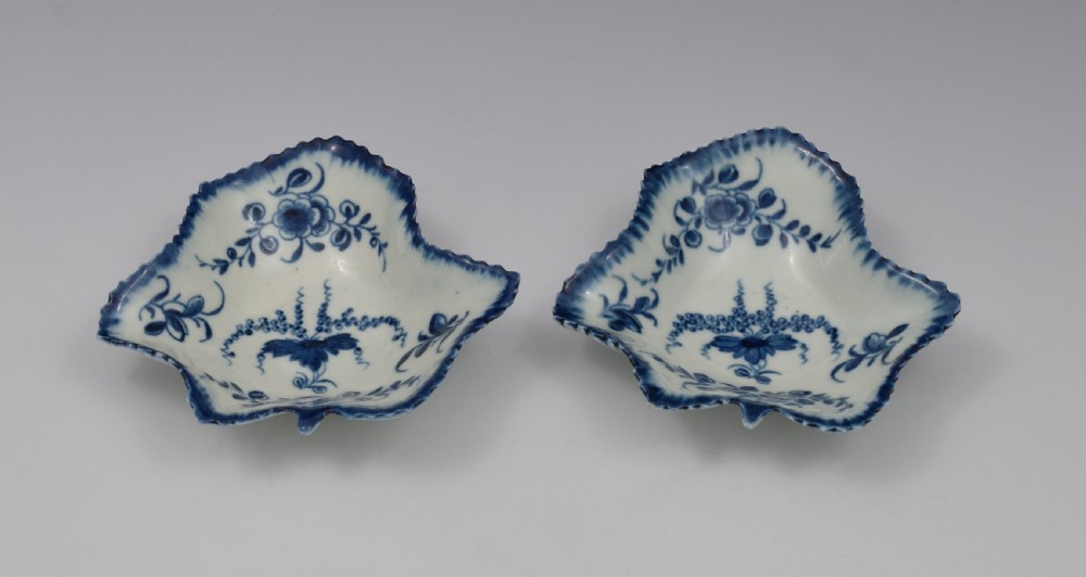 Pair Of First Period Worcester Porcelain Vine Leaf Pickle Dishes View VII