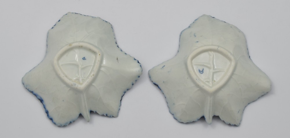 Pair Of First Period Worcester Porcelain Vine Leaf Pickle Dishes View IX
