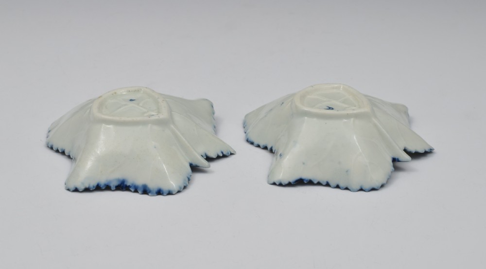 Pair Of First Period Worcester Porcelain Vine Leaf Pickle Dishes View X