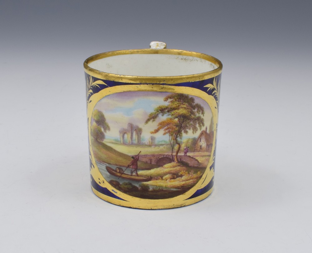 Derby Porcelain Coffee Can Landscape Scene Abergeldie Scotland Named View