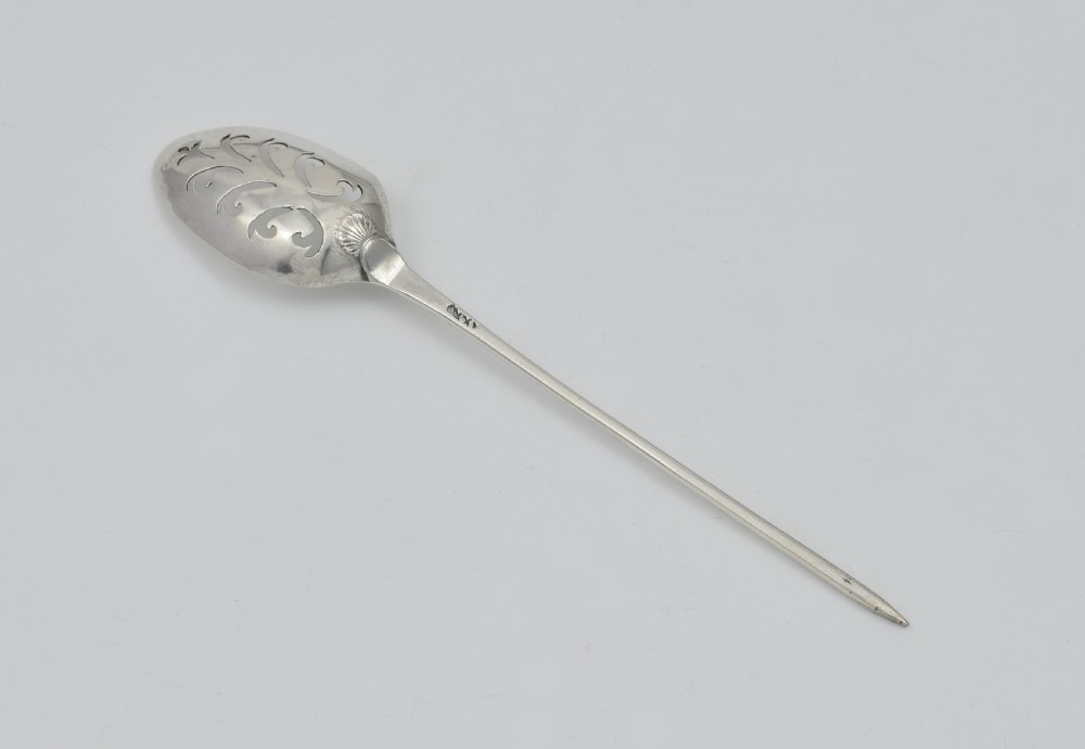 George II Shell Back Silver Mote Spoon c.1730