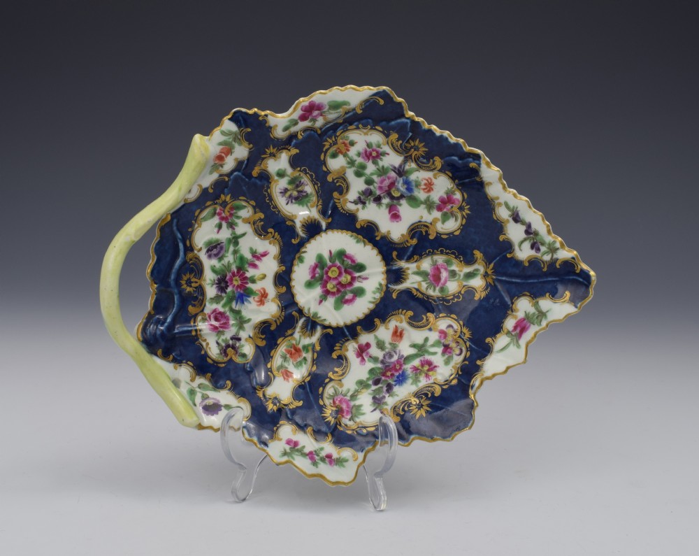 First Period Worcester Scale Blue Leaf Dish Dr Wall