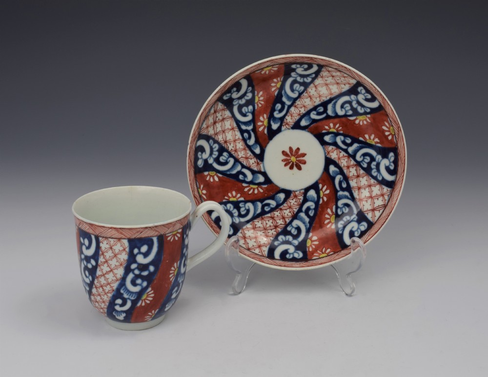 First Period Worcester Plain Queen's Pattern Cup & Saucer