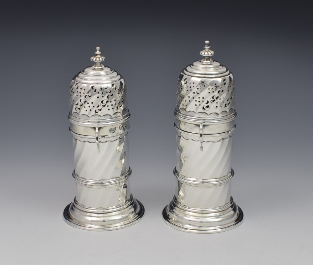 Pair Of Victorian Britannia Standard Silver Lighthouse Sugar Casters View III