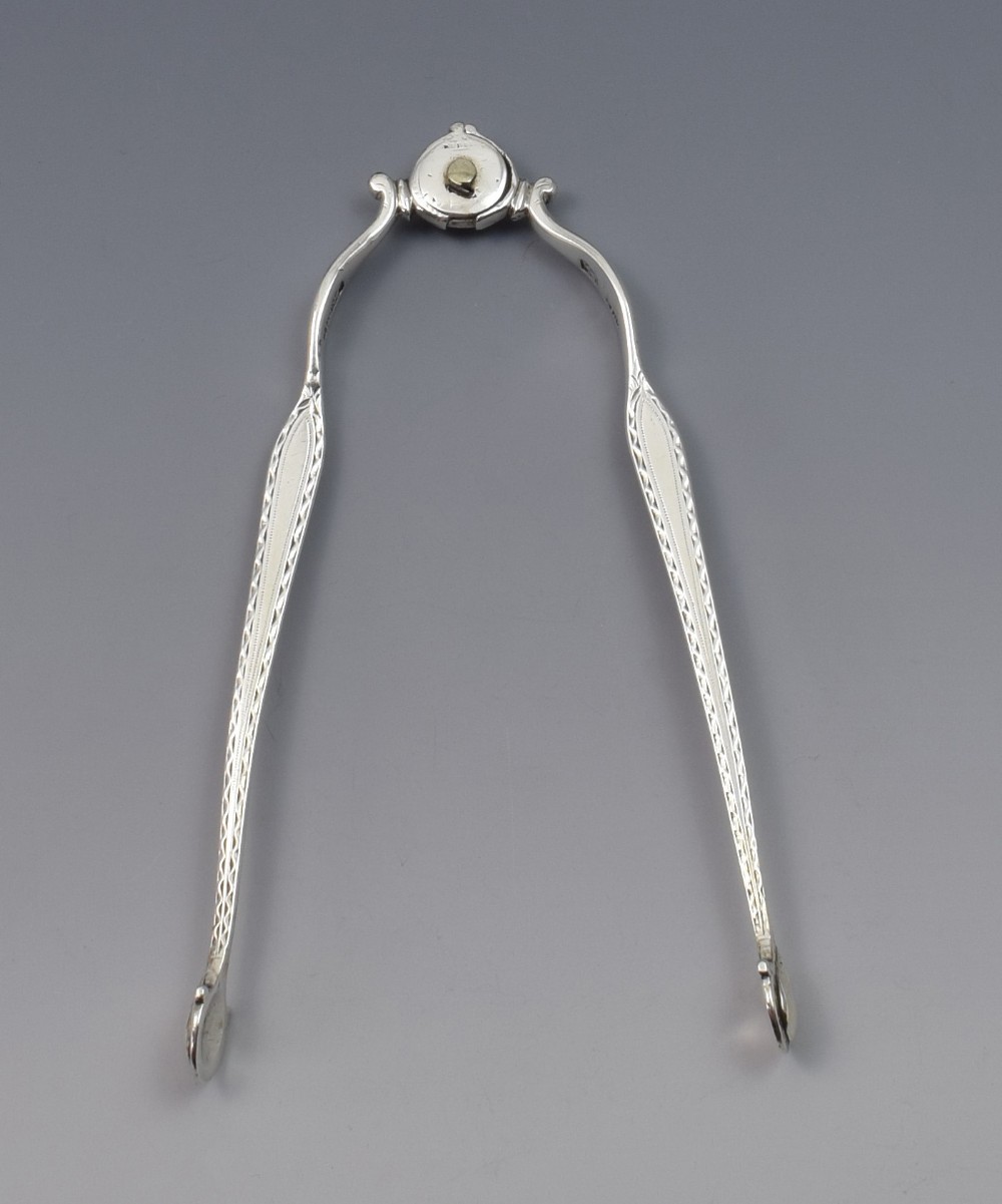Rare Pair George III Pivot Spring Hinge Sugar Tongs Nips
