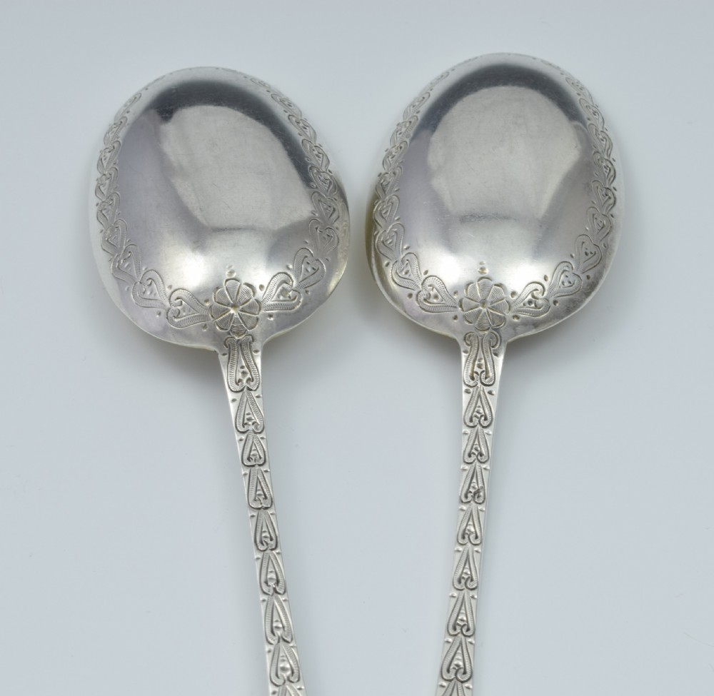 Fine Set 6 Victorian Parcel Gilt Aesthetic Style Silver Dessert Spoons View X