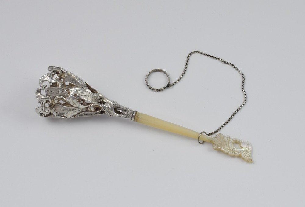 Mid 19thC French Silver & Mother Of Pearl Tussie Mussie Posy Holder