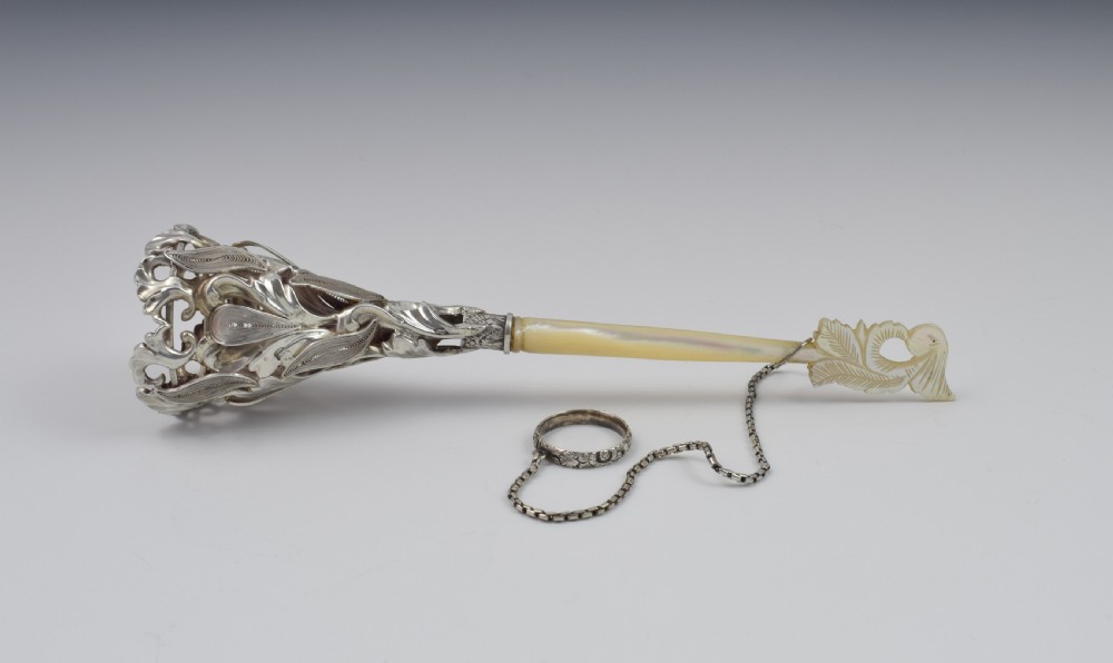 Mid 19thC French Silver & Mother Of Pearl Tussie Mussie Posy Holder View II