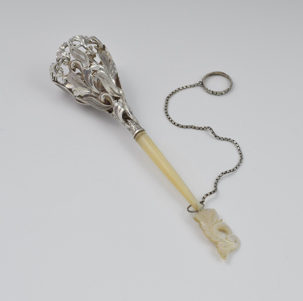 Mid 19thC French Silver & Mother Of Pearl Tussie Mussie Posy Holder View III