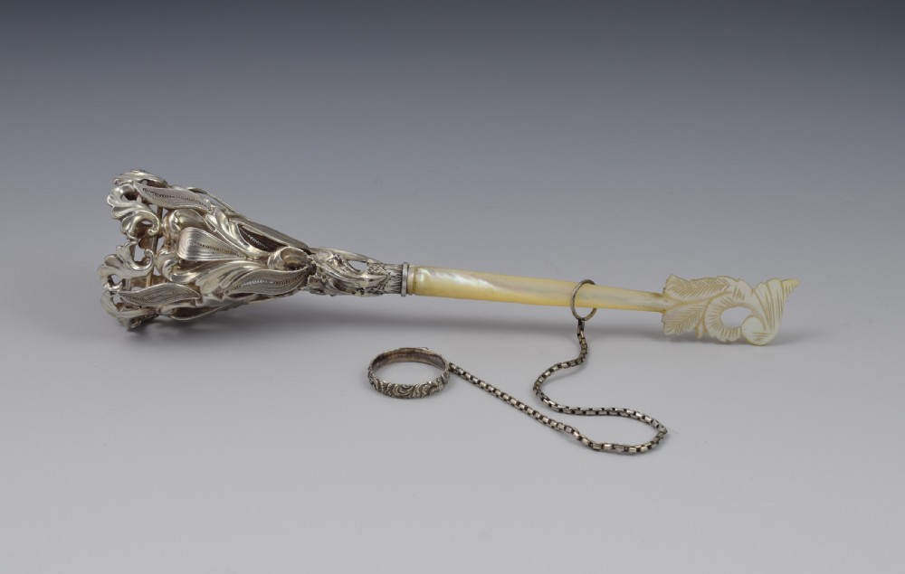 Mid 19thC French Silver & Mother Of Pearl Tussie Mussie Posy Holder View IV