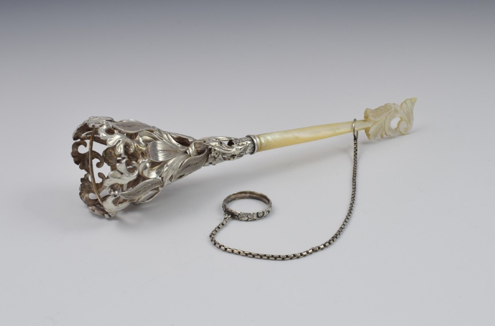 Mid 19thC French Silver & Mother Of Pearl Tussie Mussie Posy Holder View V