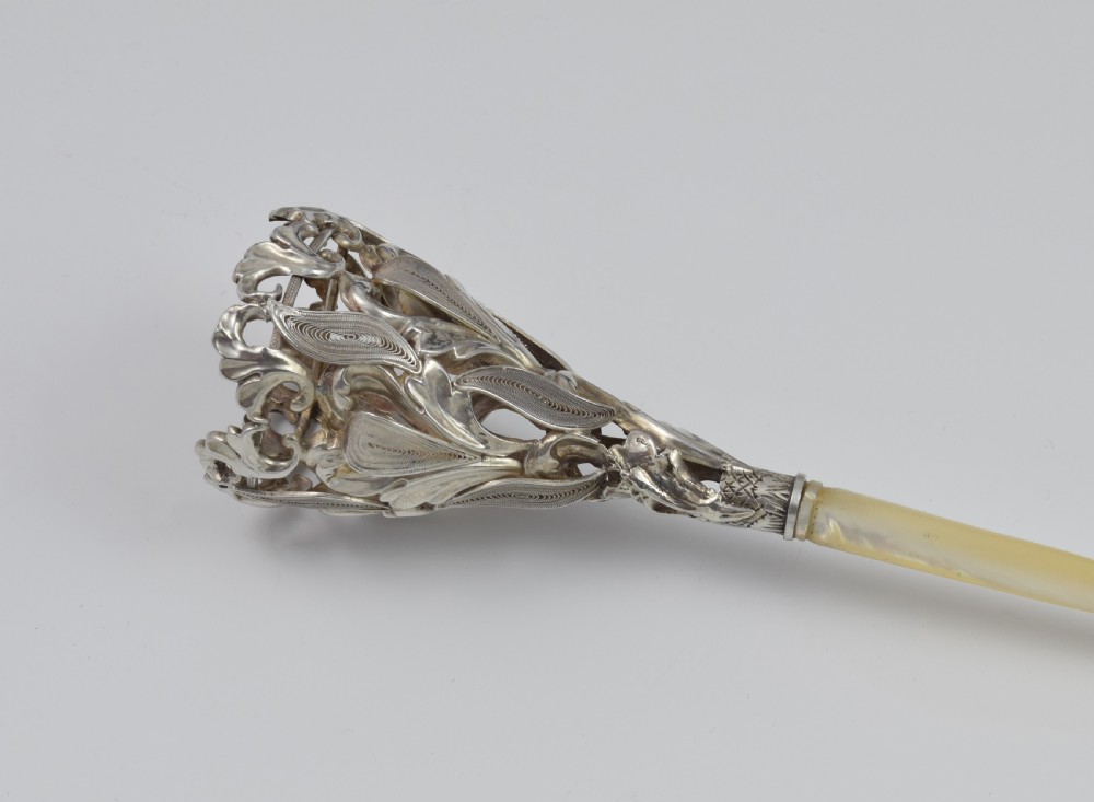 Mid 19thC French Silver & Mother Of Pearl Tussie Mussie Posy Holder View VII