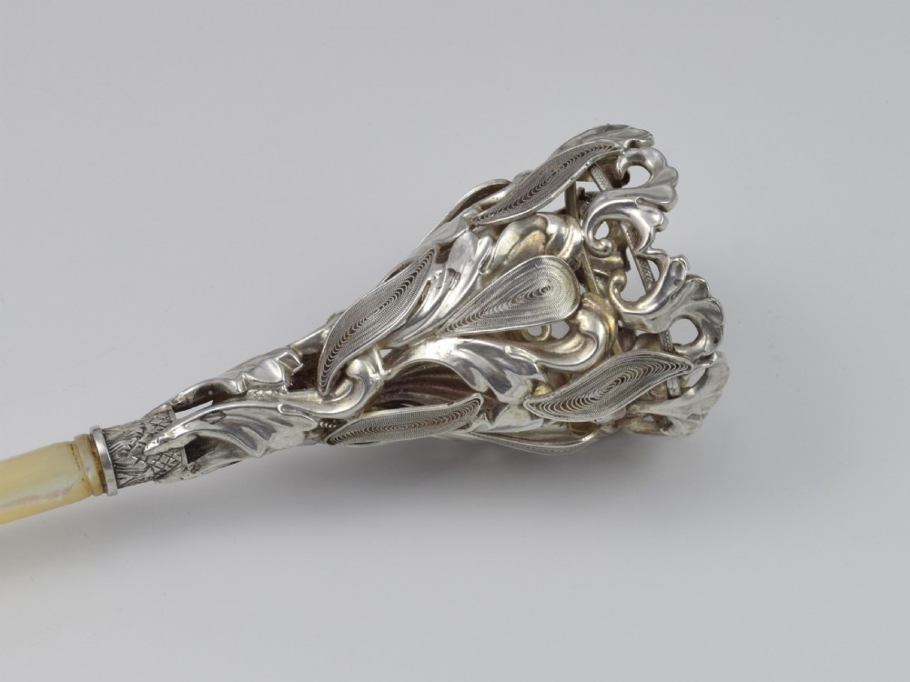 Mid 19thC French Silver & Mother Of Pearl Tussie Mussie Posy Holder View VIII