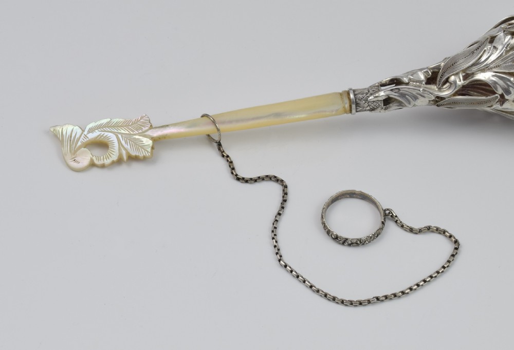 Mid 19thC French Silver & Mother Of Pearl Tussie Mussie Posy Holder View X