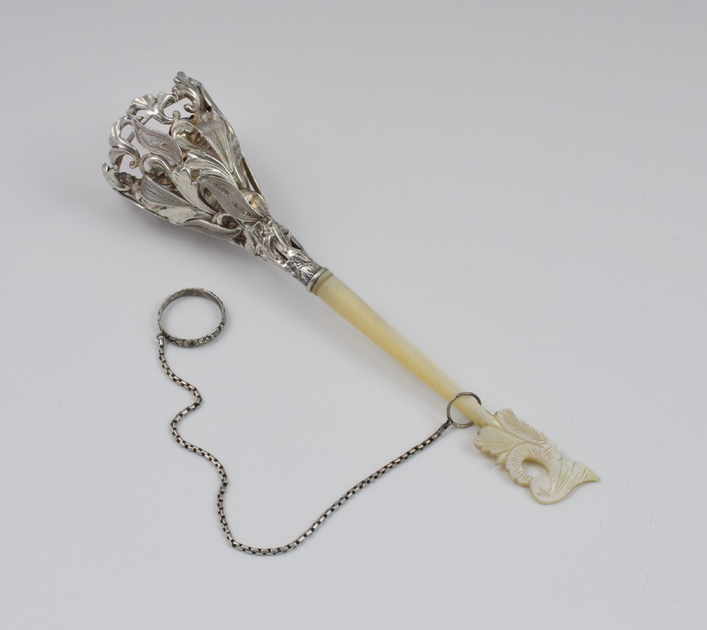 Mid 19thC French Silver & Mother Of Pearl Tussie Mussie Posy Holder View XI