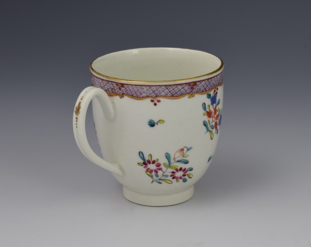 First Period Worcester Coffee Cup Compagnie Des Indes Pattern c.1775 View IV