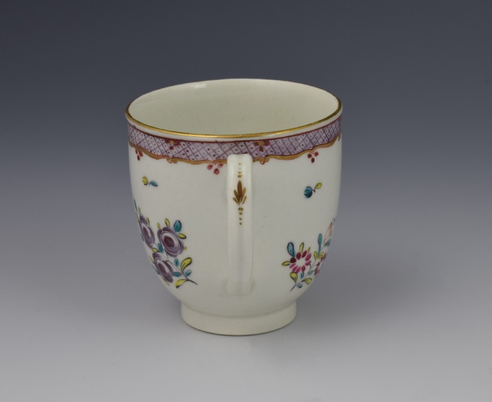 First Period Worcester Coffee Cup Compagnie Des Indes Pattern c.1775 View V