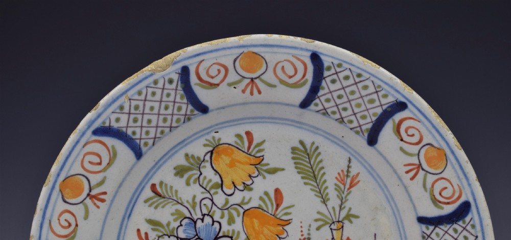 18th Century Polychrome Dutch Delft Plate View II