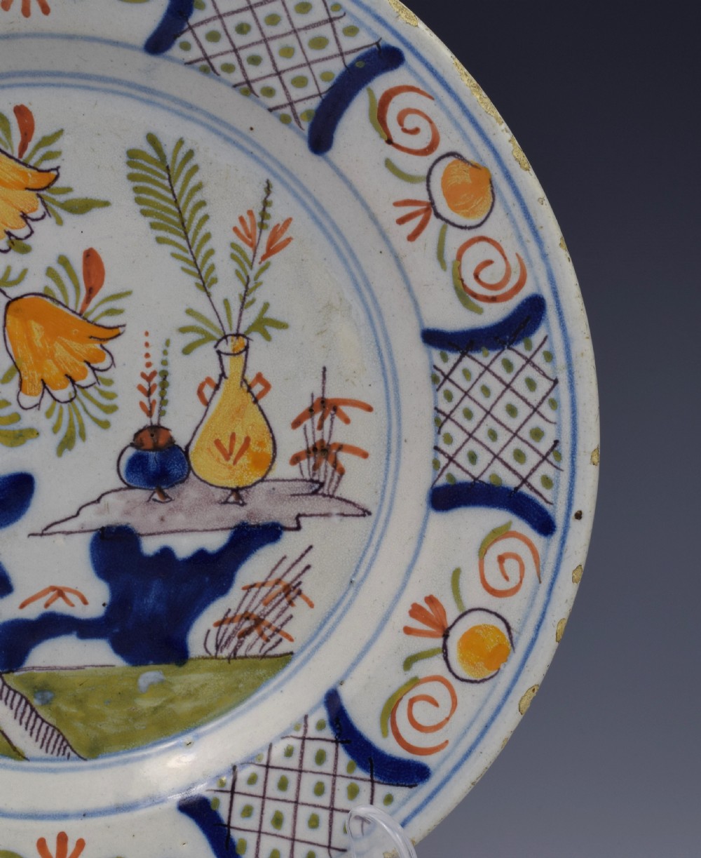 18th Century Polychrome Dutch Delft Plate View IV