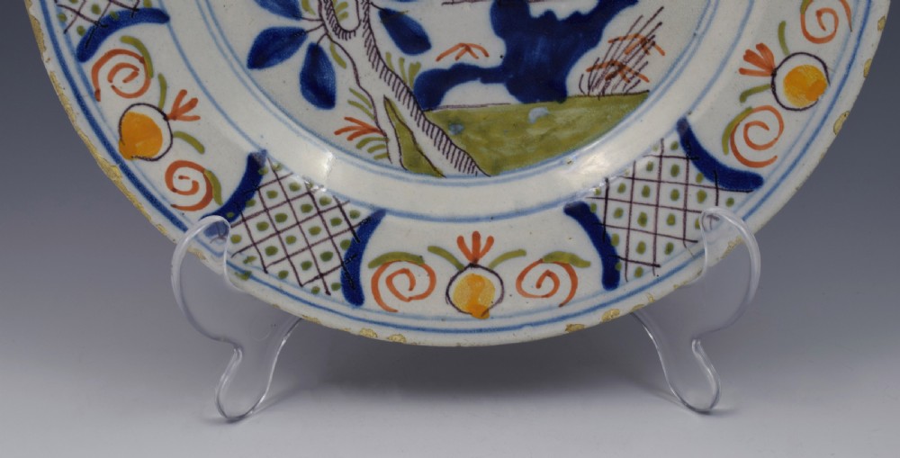 18th Century Polychrome Dutch Delft Plate View V