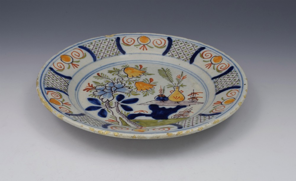 18th Century Polychrome Dutch Delft Plate View VI