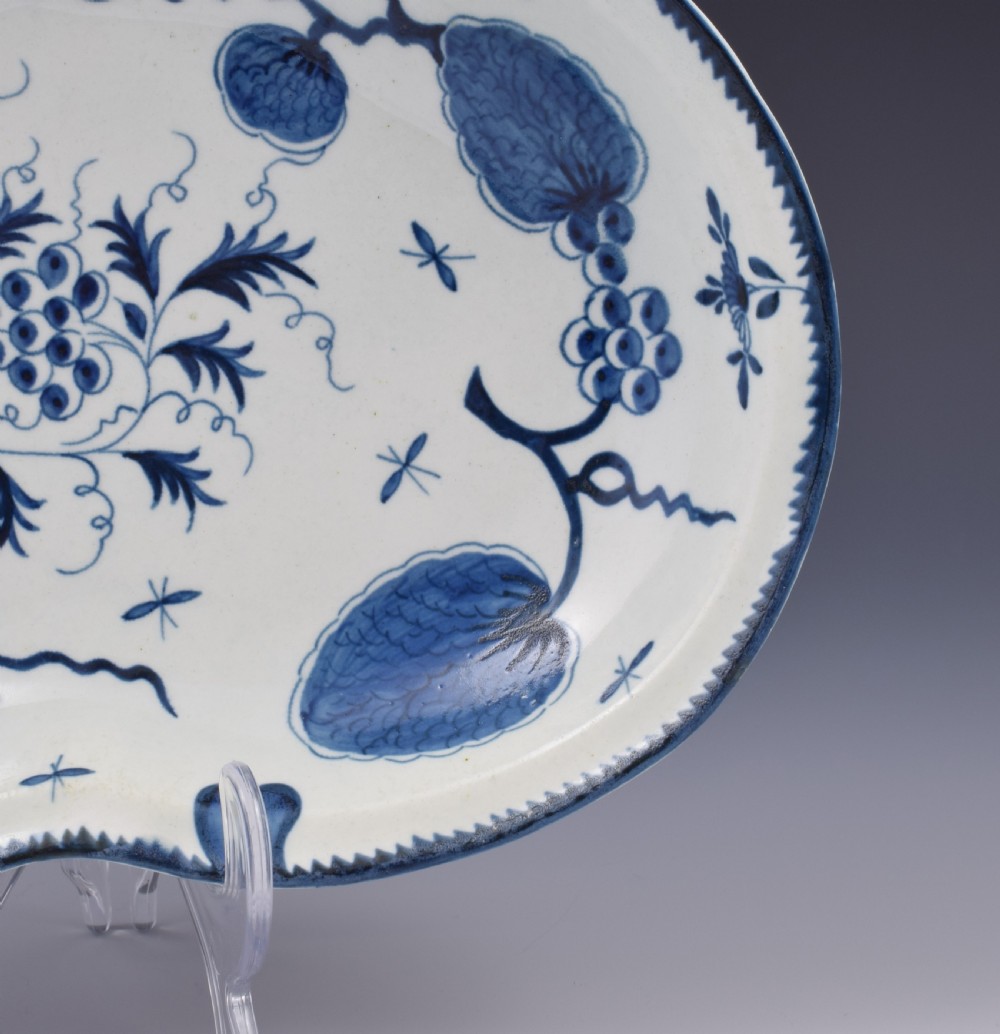 First Period Worcester Rubber Tree Plant Compotier Kidney Dish c.1770 View IV