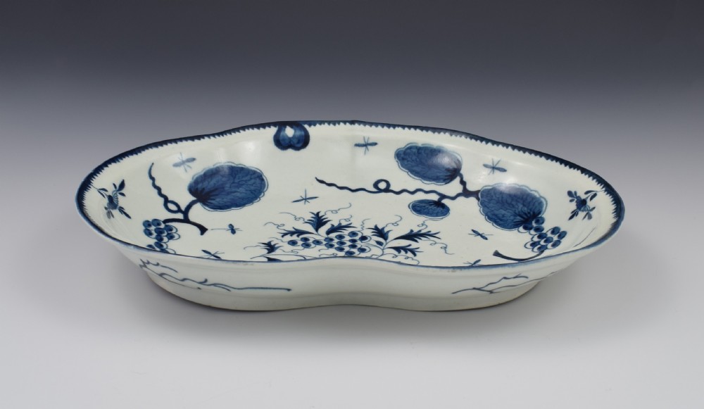 First Period Worcester Rubber Tree Plant Compotier Kidney Dish c.1770 View VI