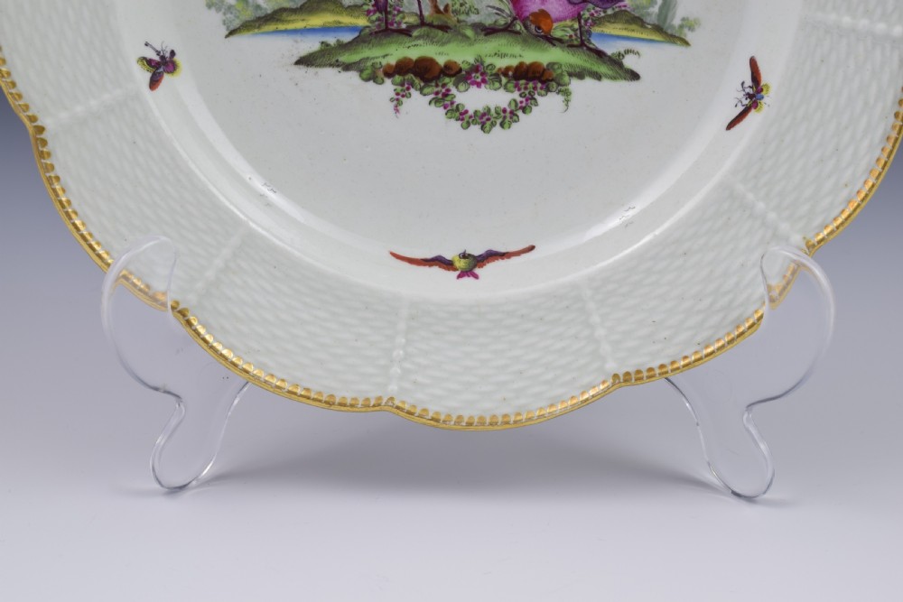First Period Worcester Fancy Birds Dessert Plate c.1775 View VII