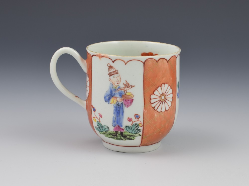 First Period Worcester Japanese Style Panelled Coffee Cup c.1770