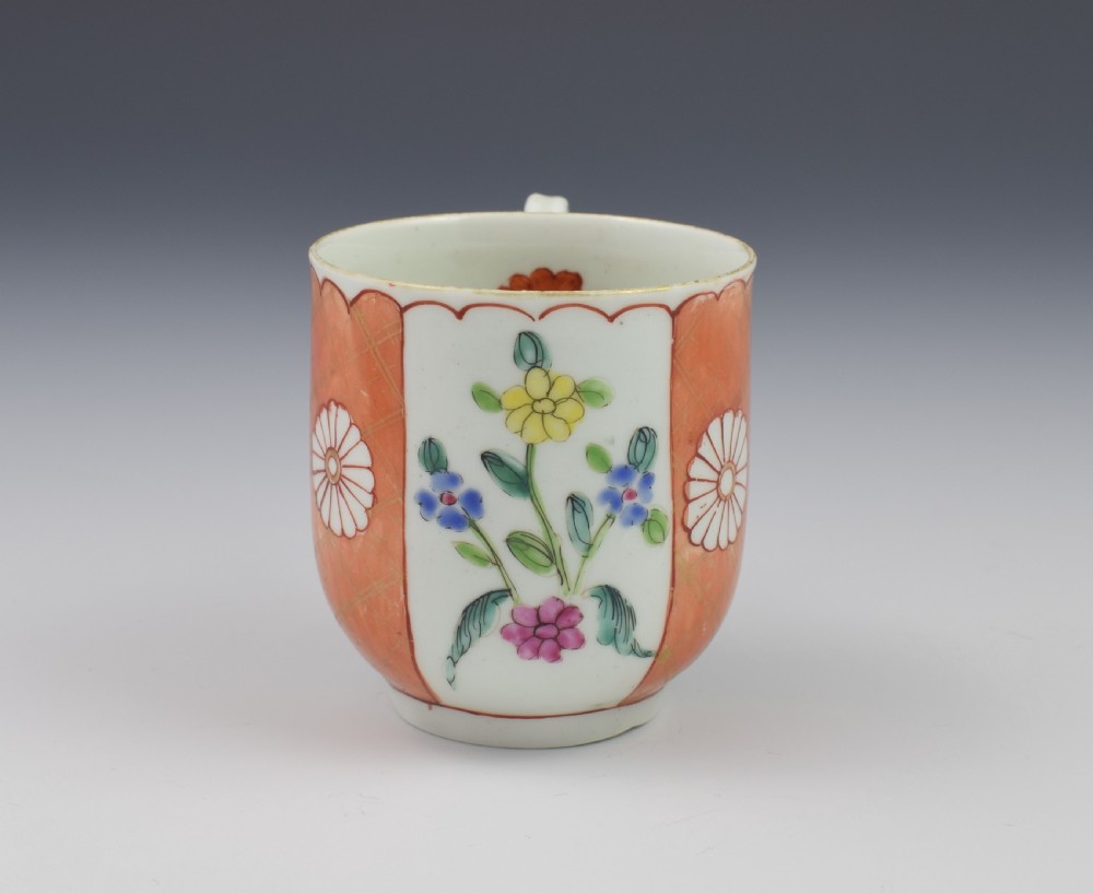 First Period Worcester Japanese Style Panelled Coffee Cup c.1770 View III