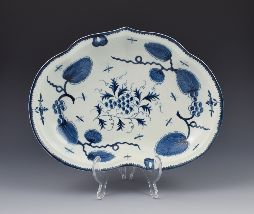 First Period Worcester Rubber Tree Plant Compotier Kidney Dish c.1770