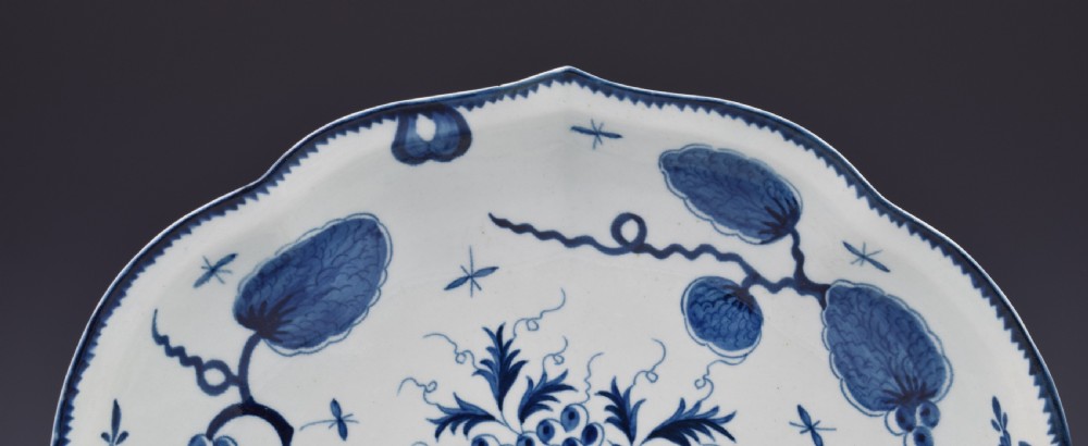 First Period Worcester Rubber Tree Plant Compotier Kidney Dish c.1770 View II