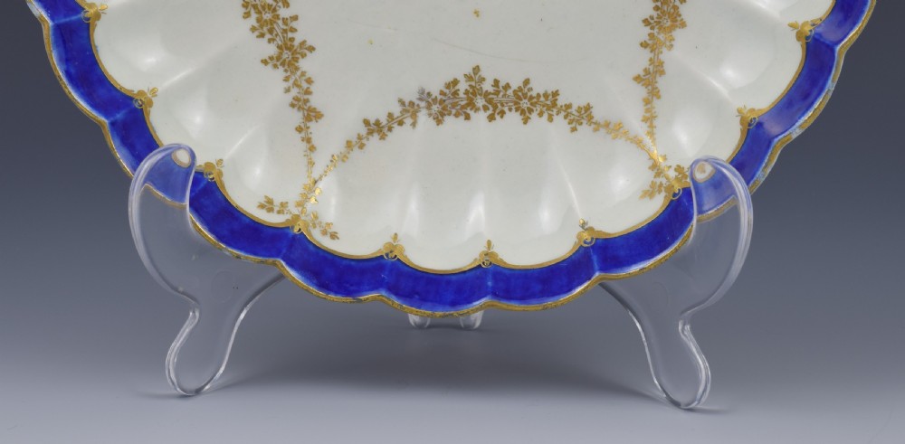 First Period Worcester Porcelain Fancy Bird Pattern Lobed Dish c.1775 View VI