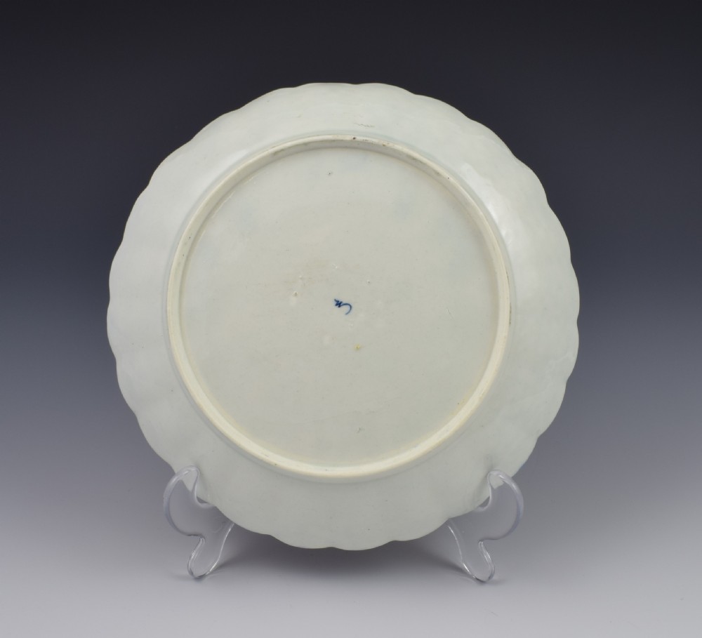 First Period Worcester Porcelain Fancy Bird Pattern Lobed Dish c.1775 View XI