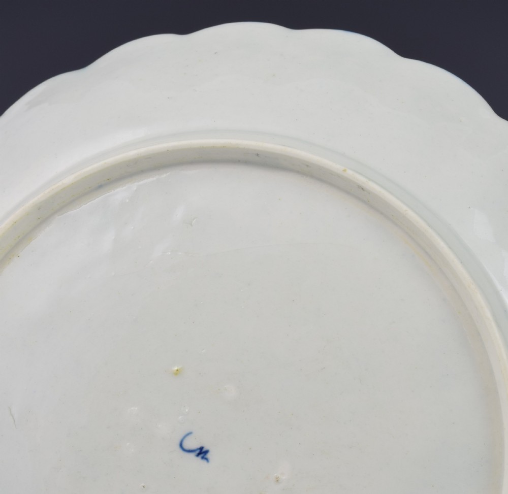 First Period Worcester Porcelain Fancy Bird Pattern Lobed Dish c.1775 View XII