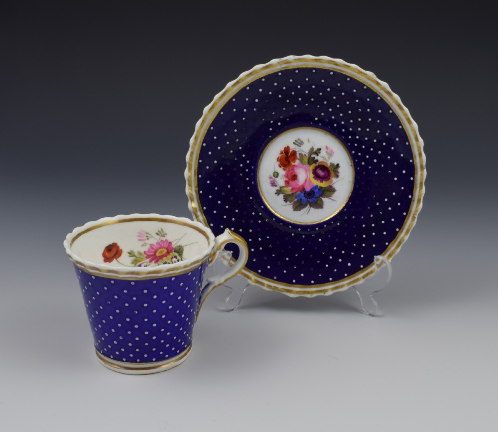 Regency Chamberlain Porcelain Coffee Cup & Saucer c.1820 Worcester View II