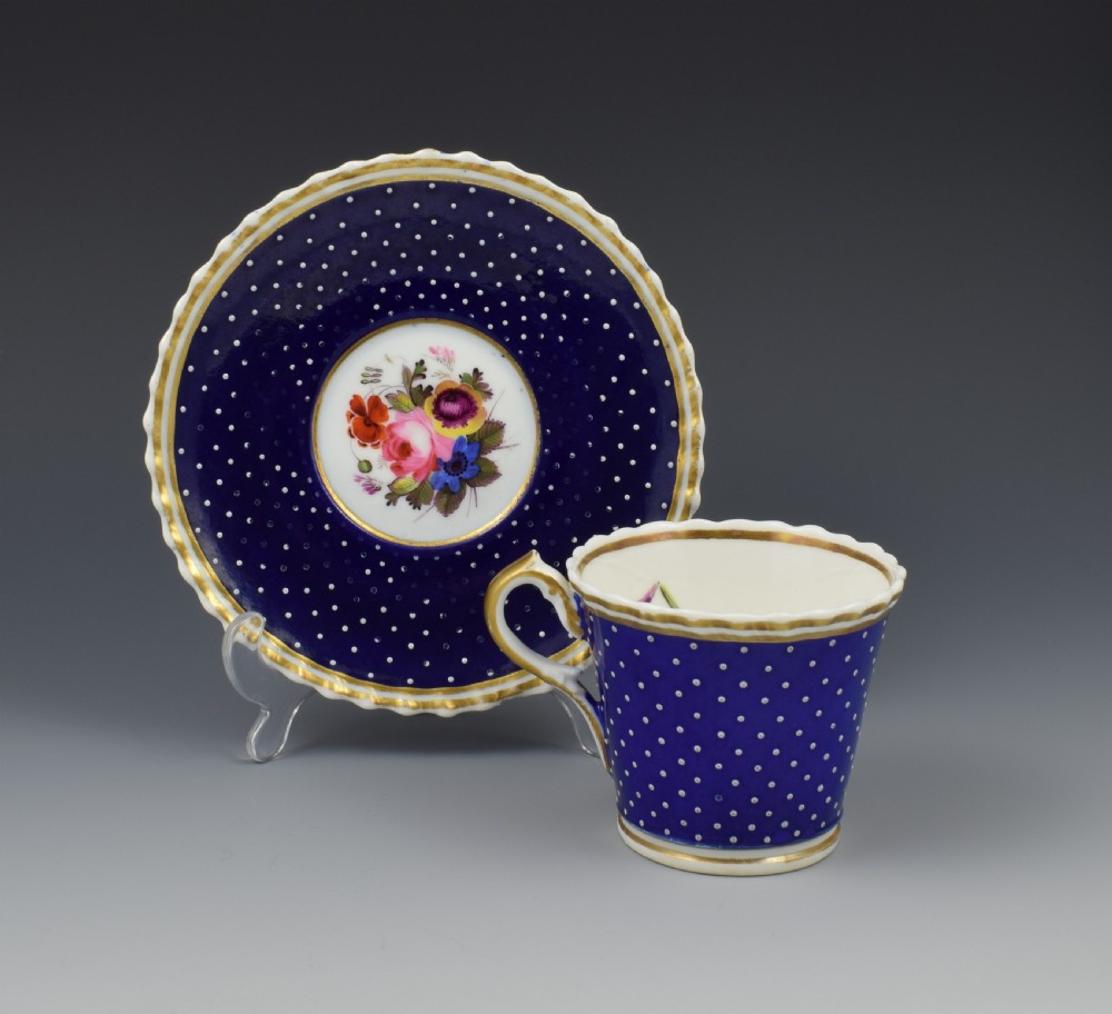 Regency Chamberlain Porcelain Coffee Cup & Saucer c.1820 Worcester View III