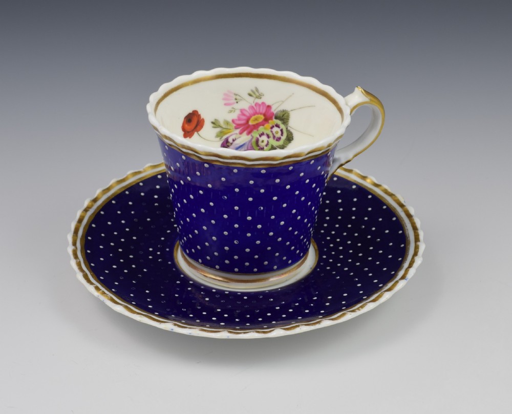 Regency Chamberlain Porcelain Coffee Cup & Saucer c.1820 Worcester View IV