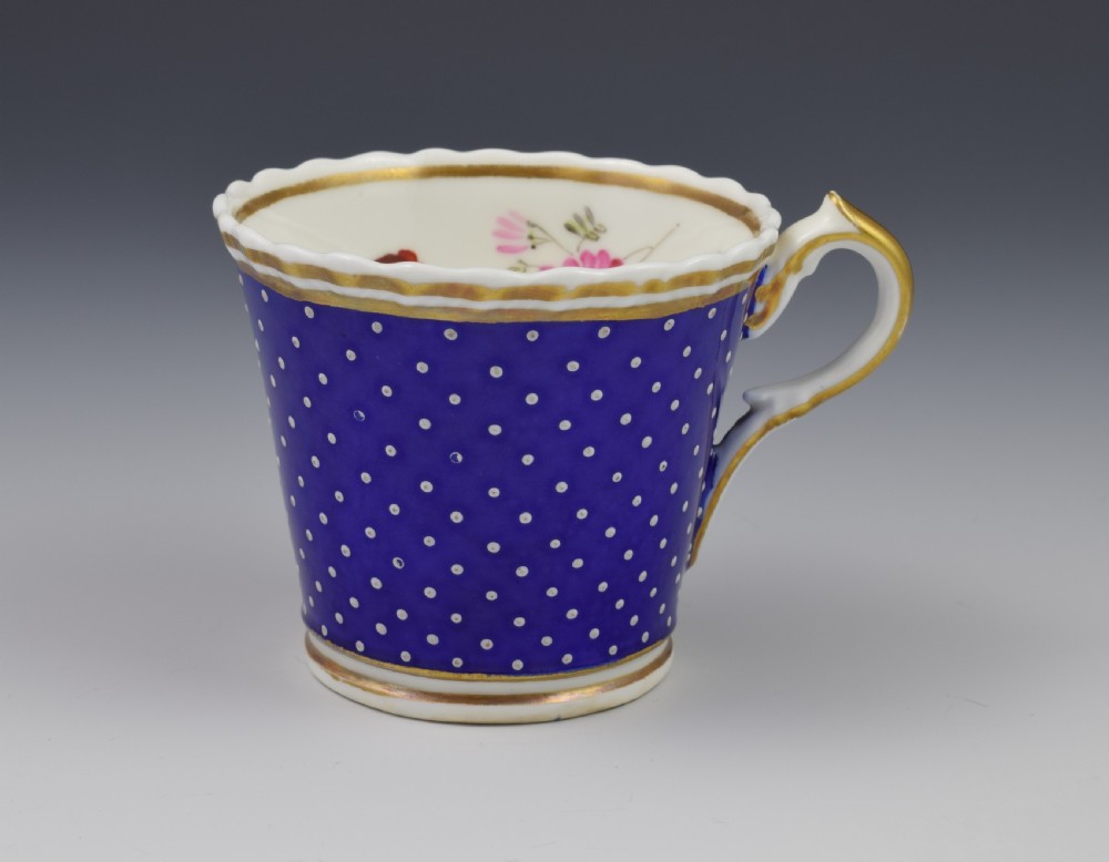 Regency Chamberlain Porcelain Coffee Cup & Saucer c.1820 Worcester View X