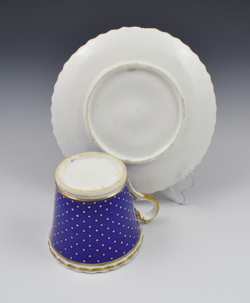 Regency Chamberlain Porcelain Coffee Cup & Saucer c.1820 Worcester View XIII