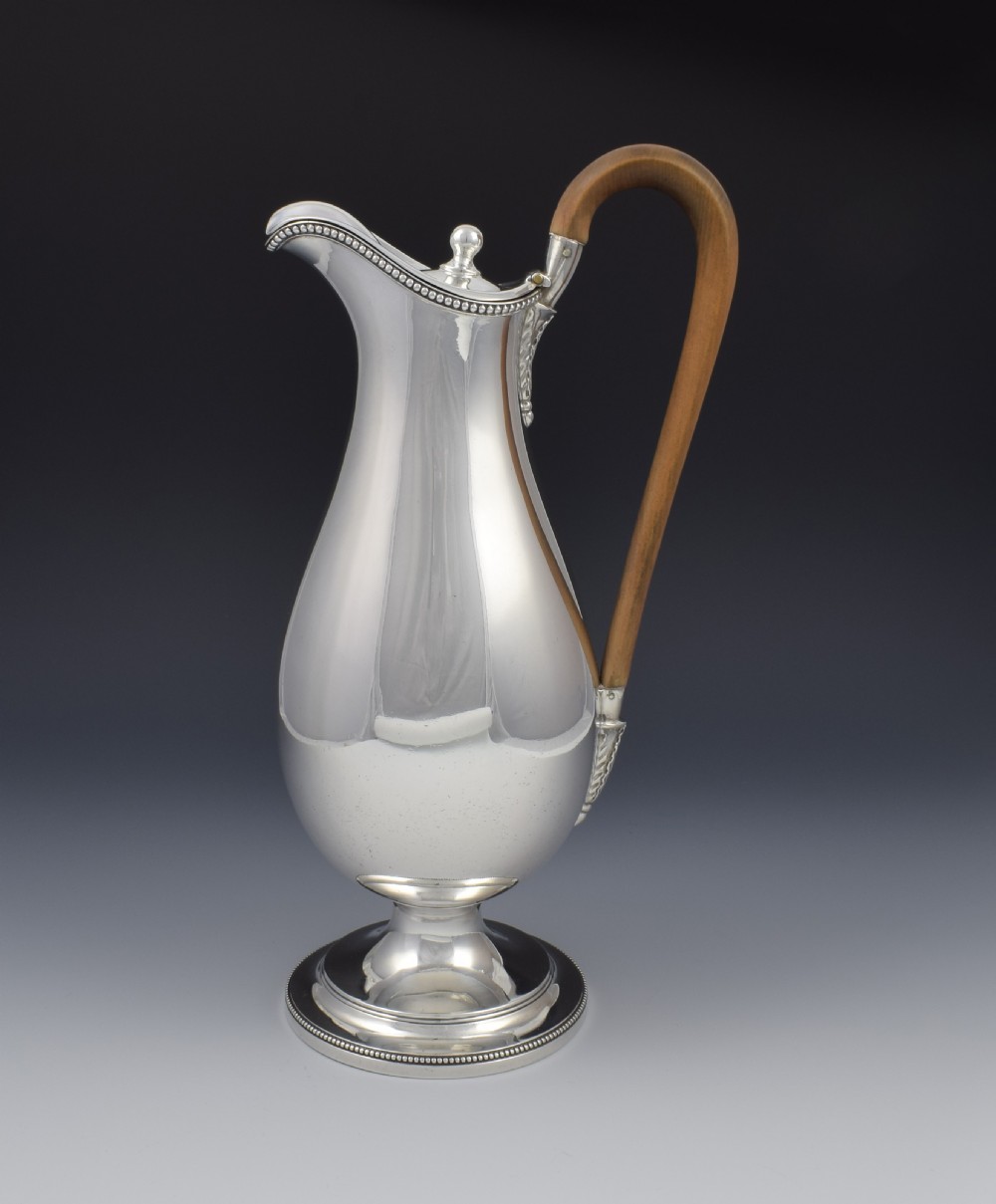 Edwardian Georgian Style Silver Baluster Wine Ewer Claret Jug