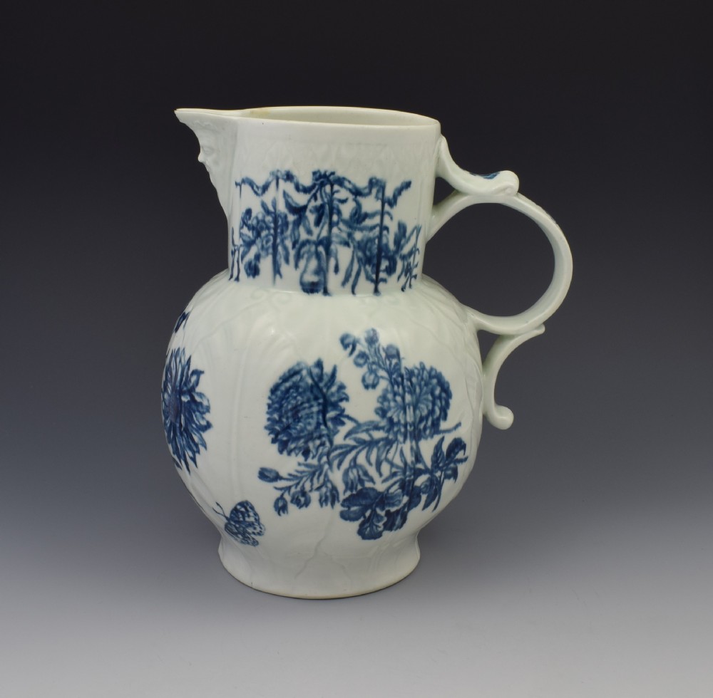 1st Period Worcester Cabbage Mask Jug Natural Sprays & Pine Cone