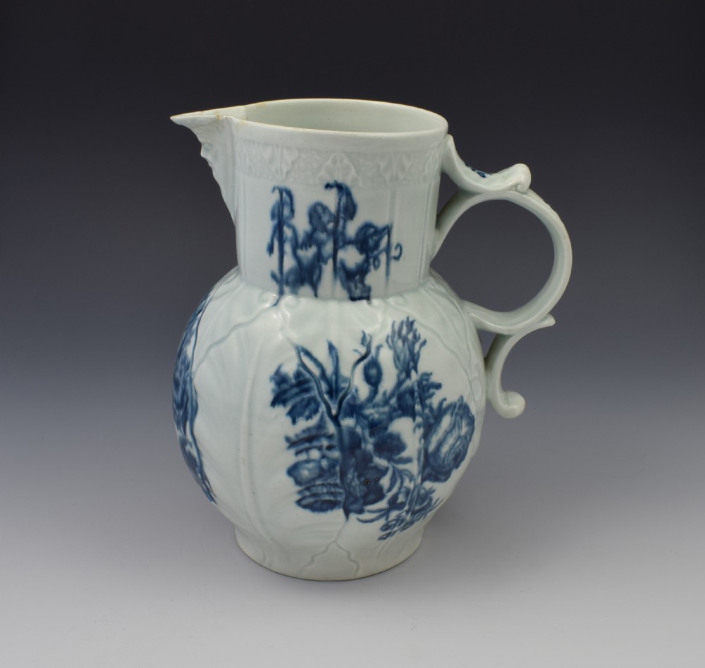 First Period Worcester Cabbage Mask Jug Natural Sprays c.1770