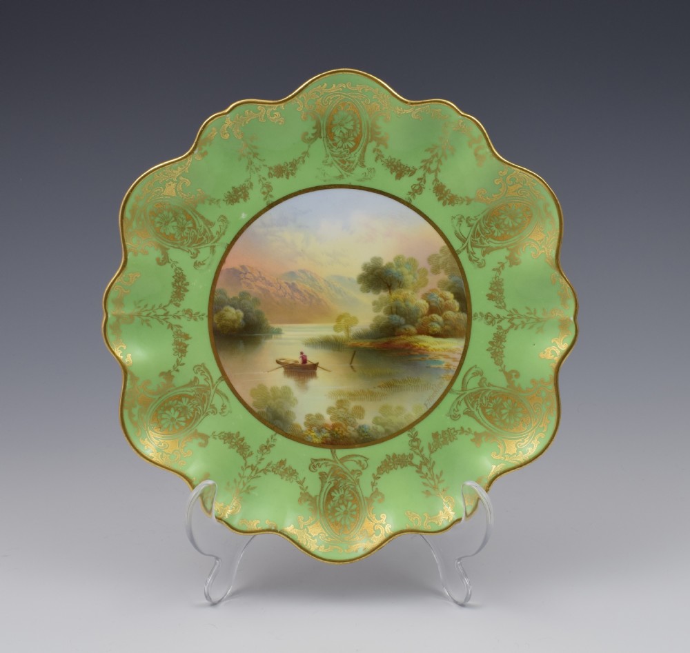 AYNSLEY CABINET Dessert PLATE F. MICKLEWRIGHT LUSS Straits Loch Lomond 