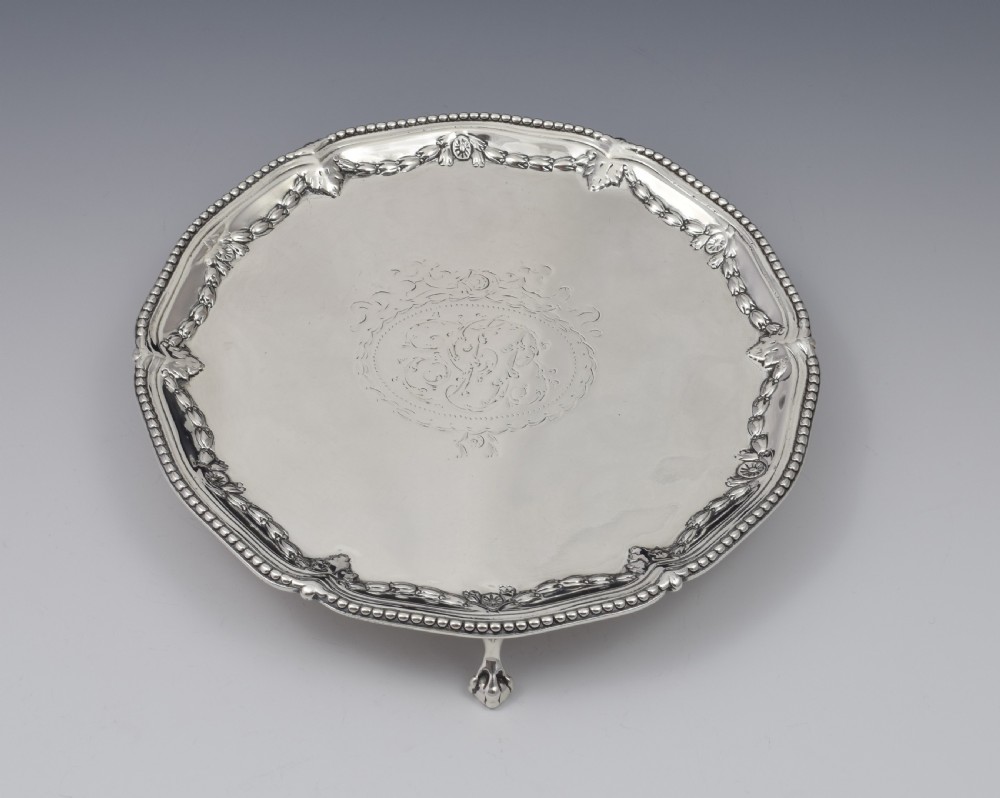 Georgian Silver Salver Waiter Makepeace & Carter 1776 View III