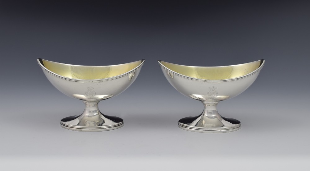Pair Georgian Edinburgh Scottish Silver Table Salts Ayrshire Military