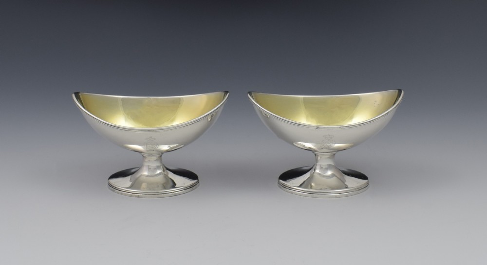 Pair Georgian Edinburgh Scottish Silver Table Salts Ayrshire Military View II