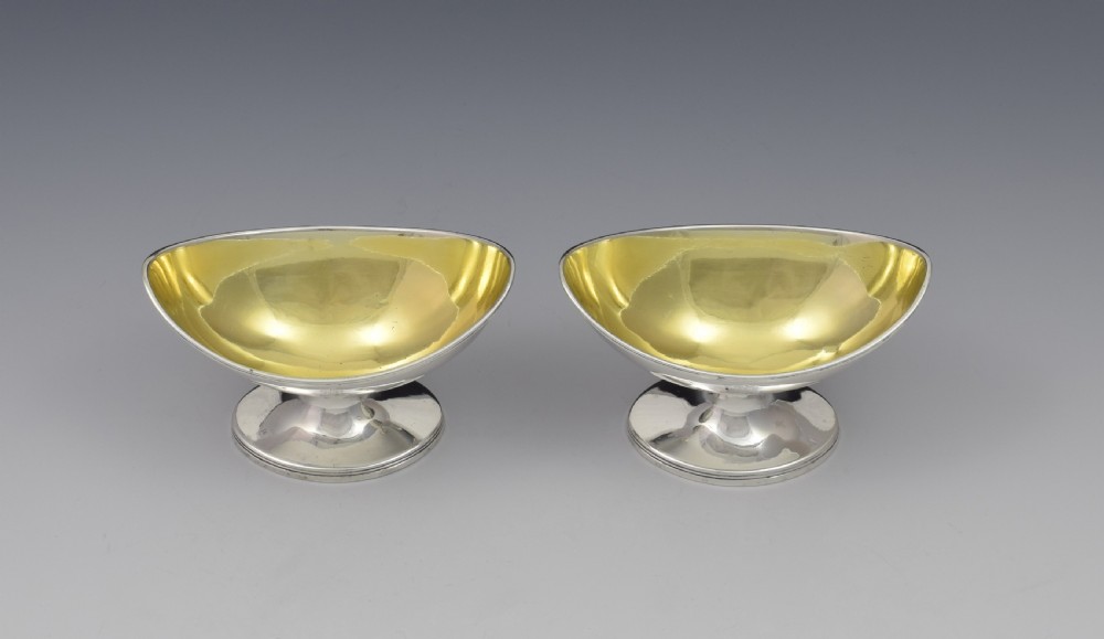 Pair Georgian Edinburgh Scottish Silver Table Salts Ayrshire Military View III