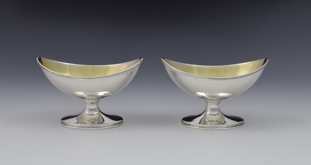 Pair Georgian Edinburgh Scottish Silver Table Salts Ayrshire Military View V