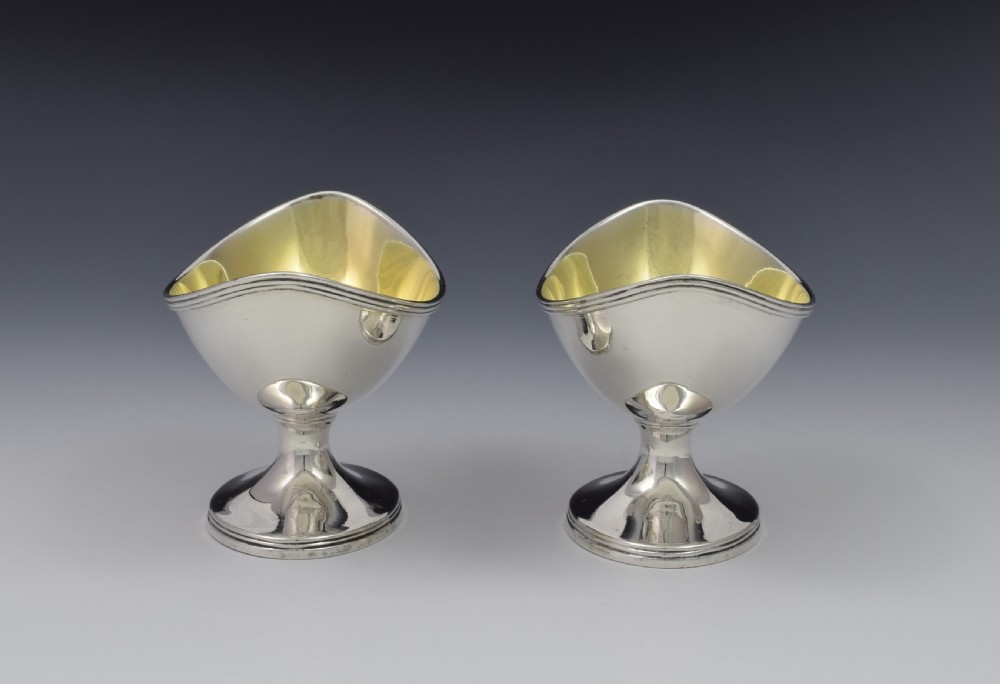 Pair Georgian Edinburgh Scottish Silver Table Salts Ayrshire Military View VI